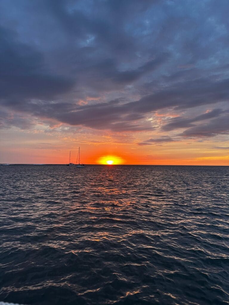 Sunset view from the Catamaran tour in Tamarindo